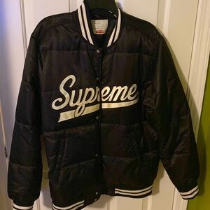 Supreme 2016 varsity jacket. 100% authentic. Size LG. Black/White.